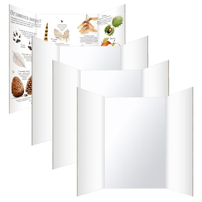 Trifold Poster Board 36"x48", 4 Pack White Extra Large Corrugated Display Board Foldable Board for School Projects, Science Fair, Business Presentations, Photo Displays, Graduation Exhibitions