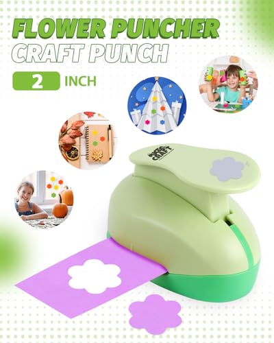 UCEC 2 inch Paper Punch Flower Hole Punch Flower Punches for Paper Crafts Large Flowers PaperPuncher FlowerPunch Craft Punches Flowers Scrapbook Puncher - color: Flower, size: 2 Inch