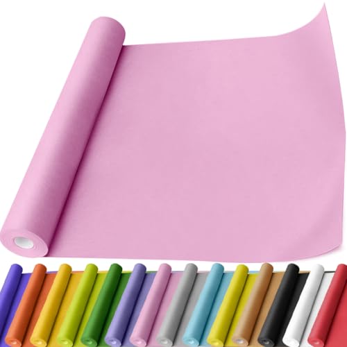 PerkHomy Light Pink Kraft Paper Roll 17.5" x 760" (63') for Gift Wrapping Bouquet Flower Art Painting Craft Writing Packaging Shipping 80GSM 55LB (Light Pink, 17.5" x 63') - color: Light Pink, size: 17.5" x 760"