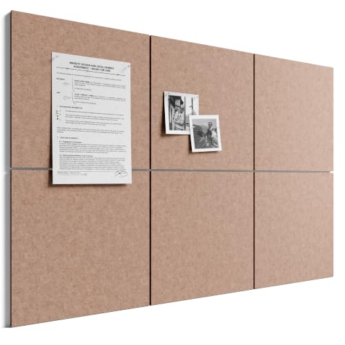 Bumusty Large Cork Board 36" x 24" Alternative - 6 Pack Felt Wall Tiles with 40 Safe Removable Adhesive Tabs, 30 Pushpins, Cork Boards for Walls Pin Board Bulletin Board Office Decor (Terracotta) - color: Terracotta, size: Solid tile 6-pack