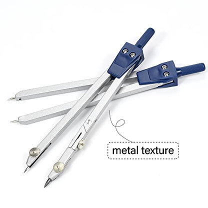 Unjoo 9Pcs Precision Geometry Set Metal Compass, Geometry Tool Tool Set with Shatterproof Storage Box, Circle Drafting Tool and Architecture, Drafting Kits for Engineers Students(Blue) - color: Blue