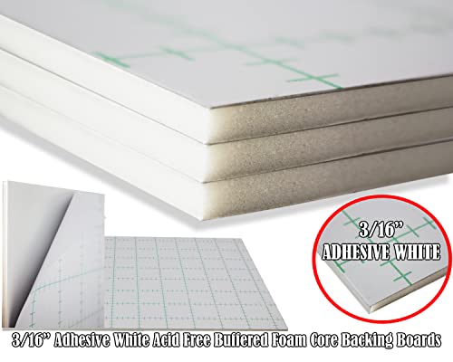 3/16" White 1 Side Self Adhesive Foam Core Boards 8.5x11-25 Pack. Many Sizes Available. Acid Free Craft Poster Board for Signs, Buffered Presentations, School, Office and Art Projects - size: 8.5x11 25 Pack