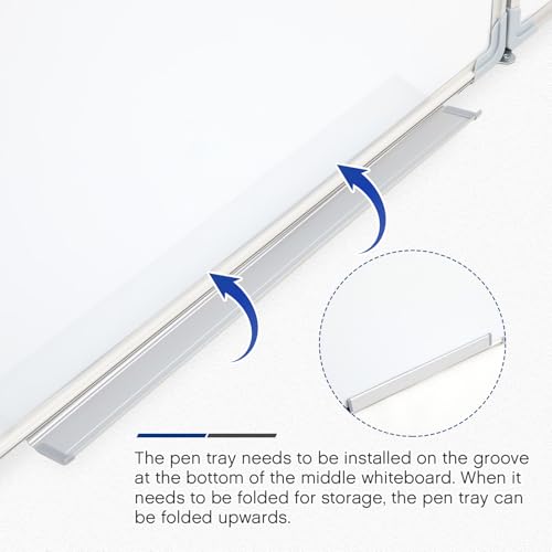 AmazingSpark 36” x 24” Foldable Whiteboard Dry Erase Board Large Tri Folding Whiteboard Magnetic Dry Erase Board, Wall Aluminium Frame and Pen Tray for Office, Home - size: 36”W x 24”H