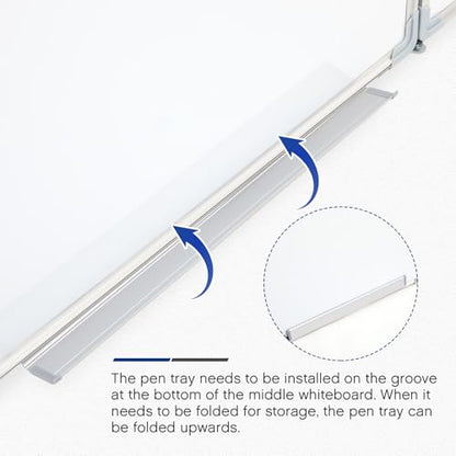 AmazingSpark 36” x 24” Foldable Whiteboard Dry Erase Board Large Tri Folding Whiteboard Magnetic Dry Erase Board, Wall Aluminium Frame and Pen Tray for Office, Home - size: 36”W x 24”H