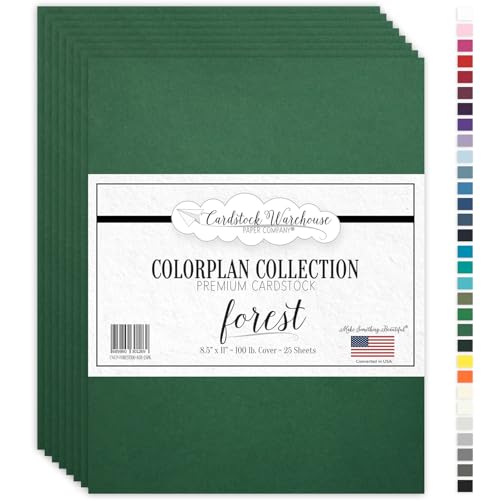 Cardstock Warehouse Colorplan Forest Dark Green Cardstock Paper – 25 Sheets, 8.5 x 11" – 100 lb. / 270 GSM Premium Matte Cover Cardstock for Invitations, Card Making, Scrapbooking & DIY Projects - color: Forest