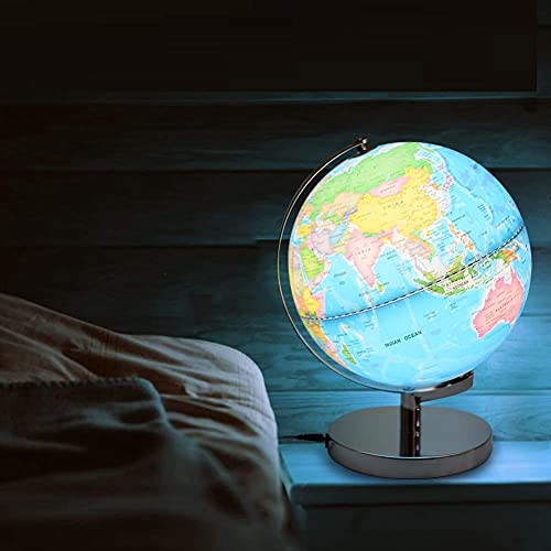 POOCCI 6 in1 Illuminated World Globe for Kids & Adults All Ages High Clear Map, Illuminates Educational Interactive STEM Toy, Light Up Kids Globe Lamp,Gifts For Boys And Girls - size: 9Inch