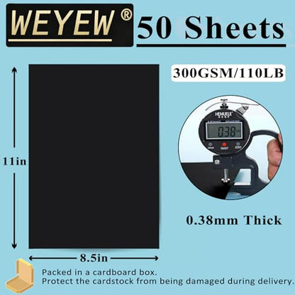 50 Sheets 110lb Black Cardstock, 8.5" x 11", Heavyweight Black Paper DIY Craft Card Making Project Paper, 110LB Cover 300 GSM - color: Black, size: 110lb-50Sheets