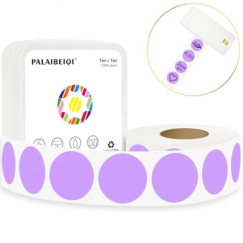 1 Inch Round Thermal Sticker Labels,Color Dot Stickers,Label Stickers,Waterproof,Oil Proof,for Thermal Printers,DIY,Office,Retail,Home and Warehouse Organization(Light Purple,1000 Pcs) - color: Light Purple