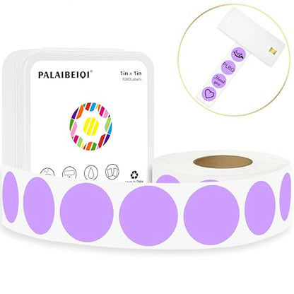 1 Inch Round Thermal Sticker Labels,Color Dot Stickers,Label Stickers,Waterproof,Oil Proof,for Thermal Printers,DIY,Office,Retail,Home and Warehouse Organization(Light Purple,1000 Pcs) - color: Light Purple