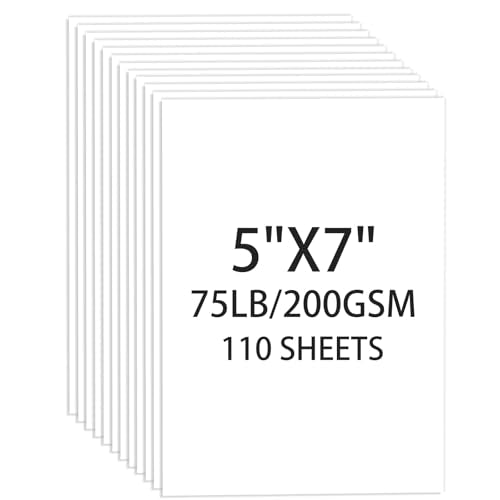 Cardstock 5x7, 110 Sheets, White Card Stock, 5x7 Cardstock Paper, 75lb/ 200gsm Heavyweight Blank Cards for Printer,DIY,Wedding Invitations, Thankyou Cards, Postcards - color: White, size: 5x7IN-110 Sheets
