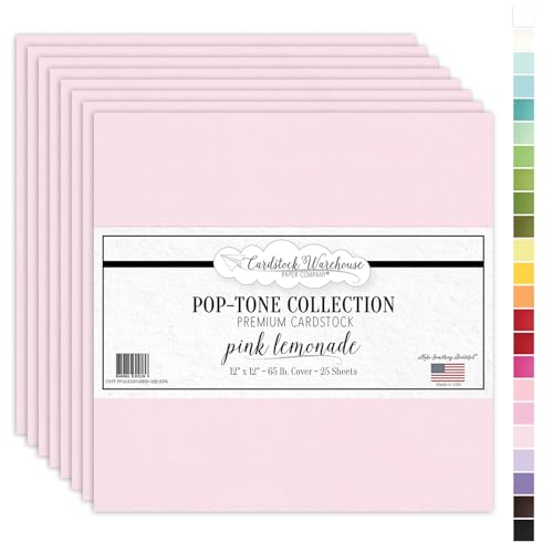 Cardstock Warehouse Pop-Tone Pink Lemonade Cardstock Paper – 25 Sheets, 12 x 12" - 65 lb / 175 GSM Premium Pink Lemonade Card Stock for Die-cutting, Crafts, Scrapbooking, Card Making and DIY Projects - color: Pink Lemonade