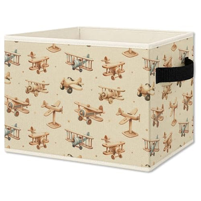 Airplane Nursery Foldable Storage Bins Box with Handles, Aircraft Kids Playroom Collapsible Organizer Basket for Kids Toddler Boy Nursery Bedroom Bathroom Clothes Toys Books - color: Colour 19