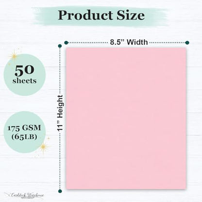 Cardstock Warehouse Pop-Tone Bubblegum Pink Cardstock Paper – 50 Sheets, 8.5 x 11" - 65 lb / 175 GSM Premium Pink Card Stock for Die-cutting, Crafts, Printing, Card Making and DIY Projects - color: Bubblegum Pink