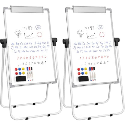 MaxGear Easel Whiteboard with Stand, 36" x 24" Double-Sided Dry Erase Board | Flip Chart, Height Adjustable,Foldable, Portable for Home Office Classroom Teaching, 2PCS - size: 24"W x 36"H (2 Pack), style: Silver Frame