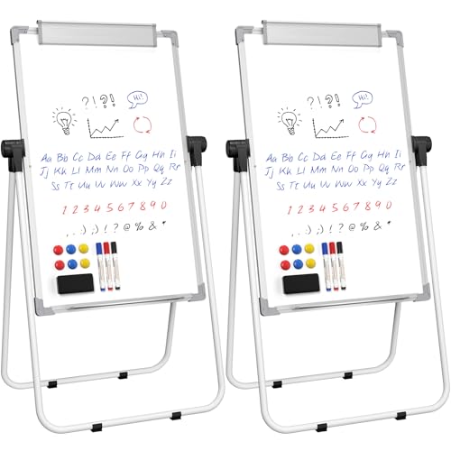 MaxGear Easel Whiteboard with Stand, 36" x 24" Double-Sided Dry Erase Board | Flip Chart, Height Adjustable,Foldable, Portable for Home Office Classroom Teaching, 2PCS - size: 24"W x 36"H (2 Pack), style: Silver Frame