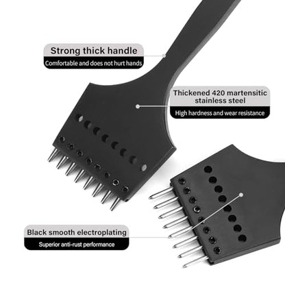 WUTA Leather Stitching Punch, 3nd Removable Round Hole Pricking Irons, Professional Working Hole Punch Tool Set for DIY Leather Craft（6mm- 2+6 Hole） - size: 3nd 6mm- 2+6 Hole