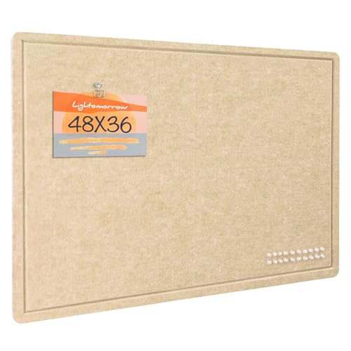 Lightomorrow Large Bulletin Board - 48 x 36 Inches, Decorative Felt Pin Board for Wall - 4' x 3' Foldable Photo Display Board with Self-Adhesive Tape, Includes 20 Push Pins - Beige Brown - color: Beige Brown, size: 48×36 inches