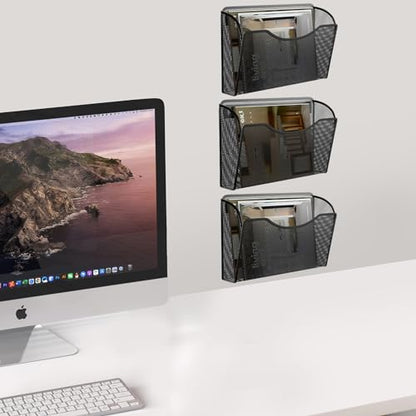Gawerk 3 Pack Wall File Organizer, Mesh Wall File Pocket Mail Organizer Hanging Metal Vertical Wall Mounted File Holder for Office/Home - size: 3 Pack Wall Mounted