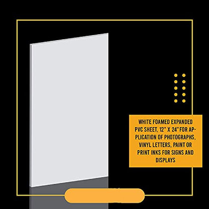 Performore - Expanded PVC Sheet - Lightweight Rigid Foam - 25mm (1-Inch) - 12 x 24 inches - White - Ideal for Signage, Displays, and Digital/Screen Printing