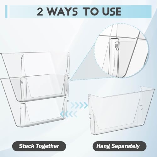 Gawerk Clear Acrylic Single Pocket, Plastic Hanging Wall Mount File Holder for Office Home (Clear, 2 Pack) - color: Clear, size: 2 Pack