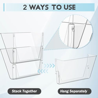 Gawerk Clear Acrylic Single Pocket, Plastic Hanging Wall Mount File Holder for Office Home (Clear, 2 Pack) - color: Clear, size: 2 Pack