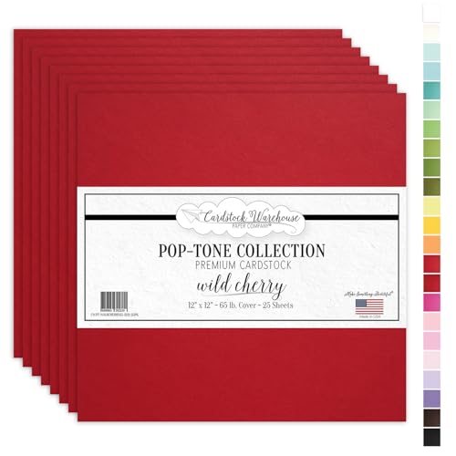 Cardstock Warehouse Pop-Tone Wild Cherry Red Cardstock Paper - 25 Sheets, 12 x 12" - 65 lb / 175 GSM Premium Red Card Stock for Die-cutting, Crafts, Scrapbooking, Card Making and DIY Projects - color: Wild Cherry Red