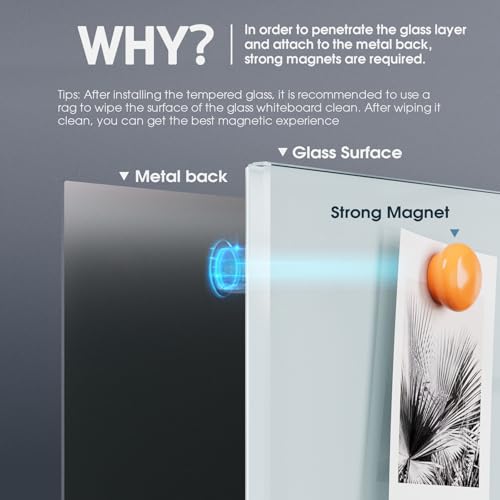 MaxGear Glass Whiteboard Tempered Magnetic Dry Erase Board 48x36 Inch | Magnetic Steel,Frameless Design,Smooth Writing,Ghost Free,Wall Mounted,Accessory Kits,Office Classroom Conference Room Use - color: White, size: 48"W x 36"H