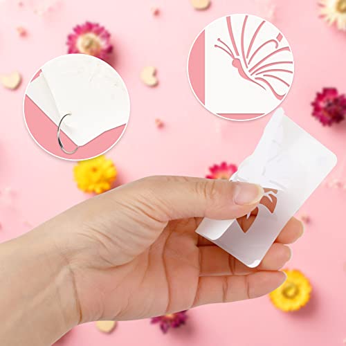 Augshy 56 Pack Flower Stencils for Wood, Butterfly & Bird Stencils for Wall & Floor Decor DIY Rock Dot Painting Art Projects (3inch) - style: Flowering Plants