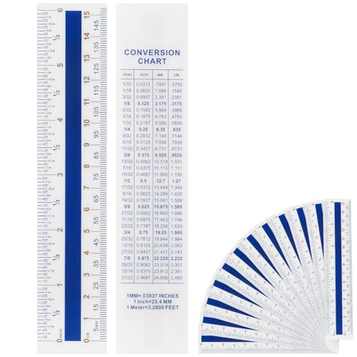Kingdder 12 Pack Hardware Measuring Plastic Rulers, 15cm Bendable Plastic Rulers, Clear Easy-Read Markings with CM/MM to Inch Conversion Chart, for Classroom Office Home Handicraft