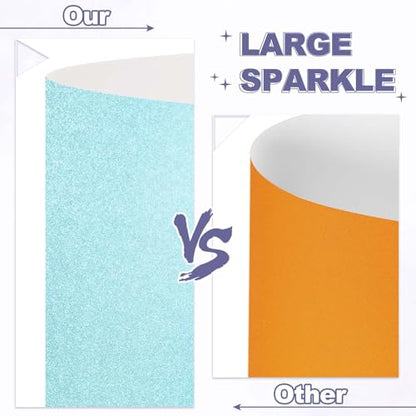 PATIKIL 20Sheets Lake Blue Glitter Cardstock, 12x12In Glitter Paper Card Stock Shiny Scrapbook 250gsm Sparkly Paper Large Shimmer for Crafts Scrapbook DIY Art Wedding Party - color: Lake Blue, size: 12x12In