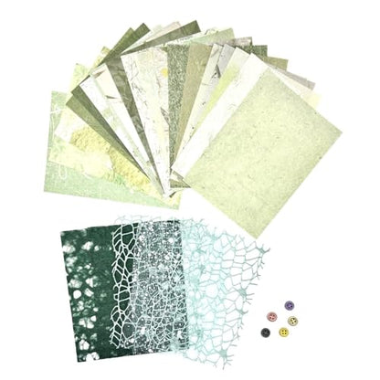 Textured Scrapbook Paper Mesh Fabric - Junk Journal Supplies Assorted Set 51 Sheets Mixed Scrapbooking Materials Boho Cardstock Aesthetic Decoupage Paper for Crafts