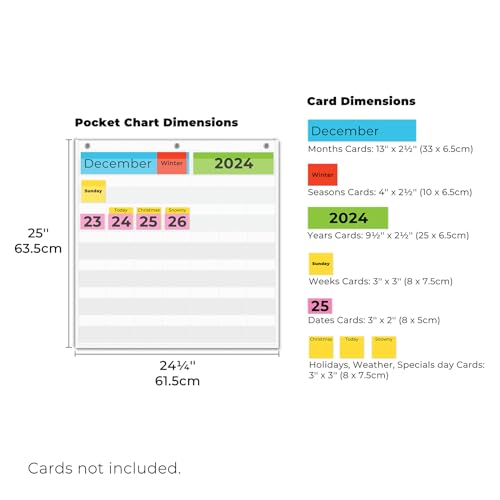 EAMAY Classroom Monthly Calendar Pocket Chart for 2.75 * 2.75 Cards,Homeschool Supplies and Classroom Must Haves! Only Chart(White) - color: White