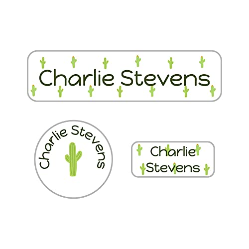 Name Bubbles - Kids Custom Name Labels for Daycare, School, Camp (102 Labels) - Personalized Waterproof Name Stickers for Clothes Tags, Lunch Boxes, Water Bottles, & School Supplies (Cactus) - color: Cactus, size: 102 Labels