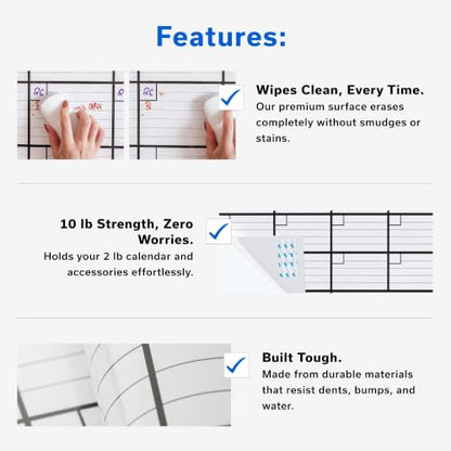 (2 PK) Large Dry Erase Calendar for Wall 24x36, Giant Family Office Big Reusable, Monthly Planner Erasable 36x24, Rolled Whiteboard White Board, Calendar Dry Erase for Undated Wall Large Classroom - size: Medium (2 Pack) (24 x 36 inch)