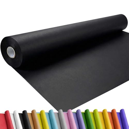 SMART&CASUAL 24" x 1,500" (125') Black Kraft Craft Paper Roll for Gift Wrapping Bulletin Board Bouquet Flower Art Packing Parcel Table Covering 80GSM 55LB (Black, 24" x 125') - color: Black, size: 24" x 1,500" ( 125ft )