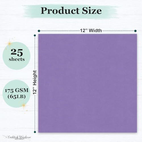 Cardstock Warehouse Pop-Tone Grape Jelly Purple Cardstock Paper – 25 Sheets, 12 x 12" - 65 lb / 175 GSM Premium Purple Card Stock for Die-cutting, Scrapbooking, Card Making & DIY Projects - color: Grape Jelly Purple