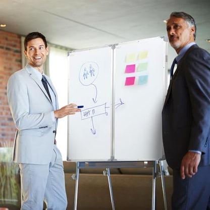 AmazingSpark 72” x 40” Foldable Whiteboard Dry Erase Board Large Tri Folding Whiteboard Magnetic Dry Erase Board, Wall Aluminium Frame and Pen Tray for Office, Home - size: 72"W x 40"H