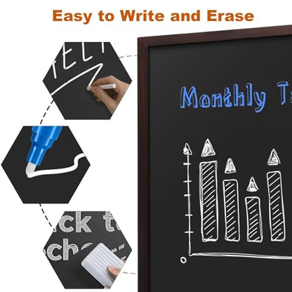 Comix Magnetic Chalkboard, 24 x 36 Inches Wooden-Framed Blackboard, Hanging Chalk Board for School Office Home and Restaurant Menu - size: 36"W x 24"H