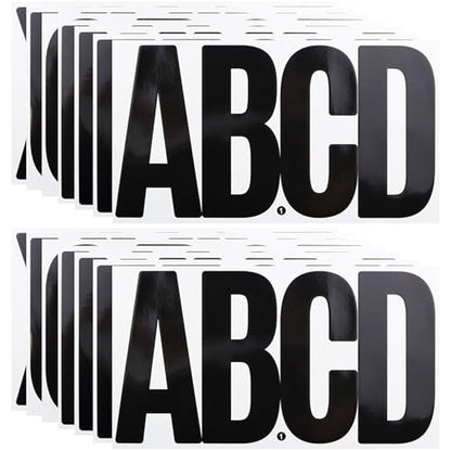 6 Inch Large Letters Stickers, 76 Pieces Self Adhesive Alphabet Sticker for Mailbox, Door, Truck and Outdoor, Waterproof Sticky Vinyl Letter Symbol Stickers,14 Sheets Black - color: Black