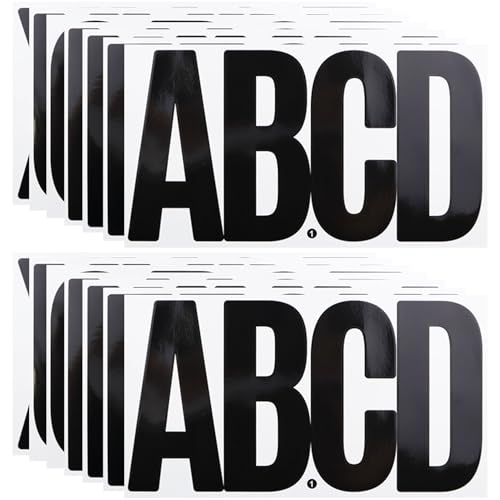 6 Inch Large Letters Stickers, 76 Pieces Self Adhesive Alphabet Sticker for Mailbox, Door, Truck and Outdoor, Waterproof Sticky Vinyl Letter Symbol Stickers,14 Sheets Black - color: Black