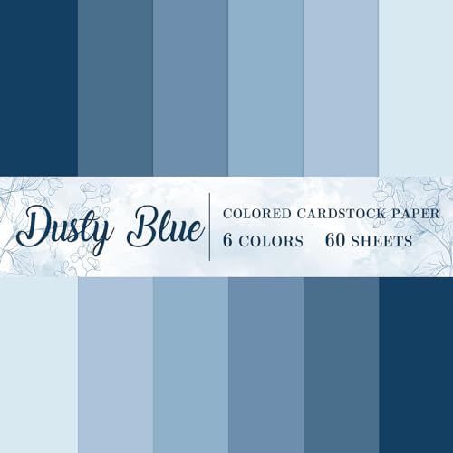 60 Sheet 8.5 x 11 Inch Blue Thick Paper Card Stock 6 Gradient Colors Paper Cards Colored Scrapbook Papers for Prints DIY Arts Crafts Making School Office Home Supplies, 65lb - color: Dusty Blue