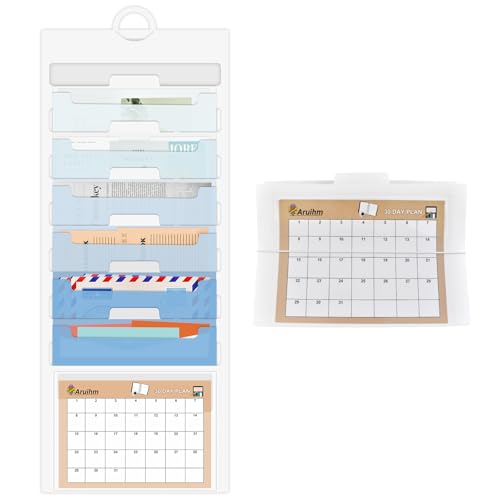 Wall File Organizer 6 Pocket, Hanging Wall File Organiser for Classrooms and Offices, 6 Removable Poly Hanging File Folders