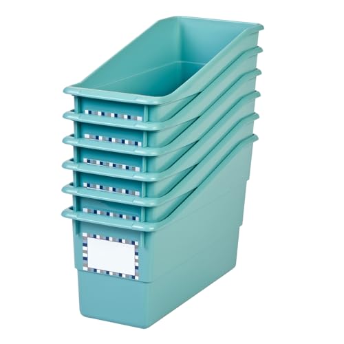 Really Good Stuff Durable Book and Binder Holder - 6 Pack, 5.25" x 12.5" x 7.5", Classroom Organization & Decor - color: Water