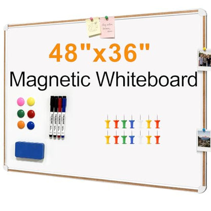Large Magnetic White Board for Wall,Aluminum & Cork Strip Frame Whiteboard for Office,Presentation Dry Erase Board Wall Mount,Large Whiteboard for School Classroom Huge Whiteboards (48" W x 36" H) - size: 48"W x 36"H