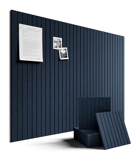 Fluxynara Large Felt Bulletin Board 48" x 36" Cork Board Alternative-12 Pack with 64 Safe Removable Adhesive Tabs, Cork Boards for Walls for Home Office Classroom Pin Board-Carbon Blue - color: Carbon Blue, size: Fine-stripe 12-pack