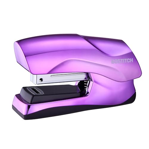Bostitch Office Heavy Duty Stapler, 40 Sheet Capacity, No Jam, Half Strip, Fits into the Palm of Your Hand, For Classroom, Office or Desk, Metallic Purple - color: Metallic Purple, style: Compact