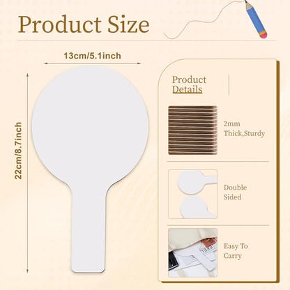 50 Pieces Dry Erase Answer Paddles Mini White Boards Handheld Double Sided Paddles Dry Erase Paddles Auction Padles for Students Classroom Teaching Voting and Answers