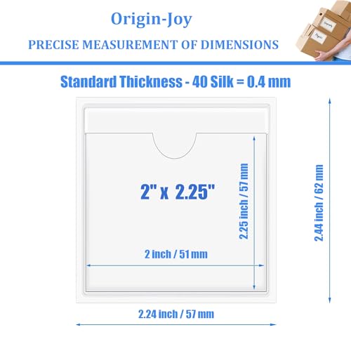 Origin-Joy 25 PCS Self-Adhesive Index Label Pockets, Clear Plastic Peel & Stick Card Holders with Top Open for Loading (2 x 2.25 inch) - size: 2 x 2.25 inch, style: Vertical