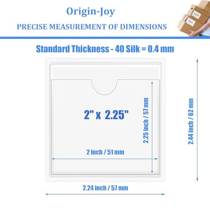 Origin-Joy 25 PCS Self-Adhesive Index Label Pockets, Clear Plastic Peel & Stick Card Holders with Top Open for Loading (2 x 2.25 inch) - size: 2 x 2.25 inch, style: Vertical