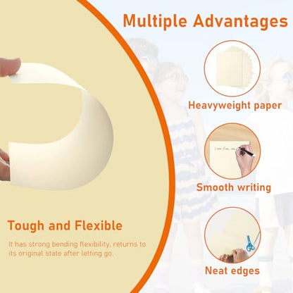 Guakicae 100 Sheets Cream Cardstock 8.5 x 11 Certificate Paper, 300gsm/110lb Off White Paper Card Stock for Invitations, Thank You Cards, DIY Card Making, Menus - color: Cream, size: 8.5x11-100pcs